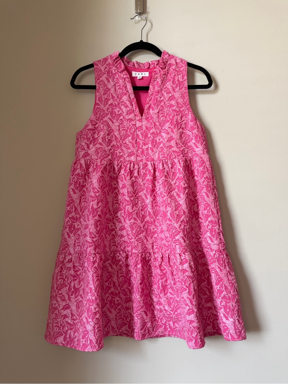 THML “Came For Cocktails” Pink Textured Babydoll Dress Size XS